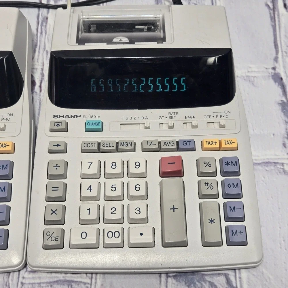 2- Sharp EL1801V Electronic Portable‎ Printer Calculator Dual Power Tested Works